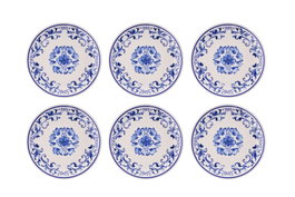 Hermia Blue Flover Juego de 6 Platos de Postre en Porcelana Azul y Blanco